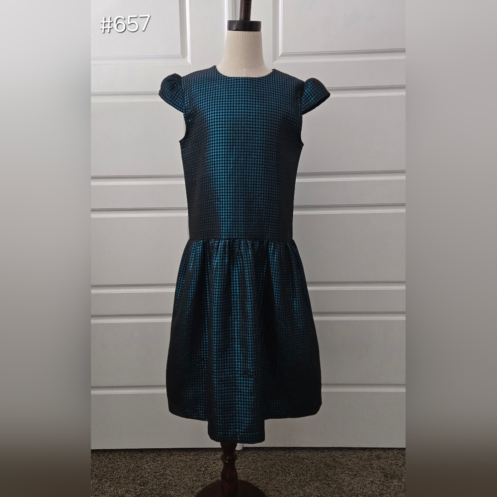 Girls Miss Me Shimmering Teal Dress